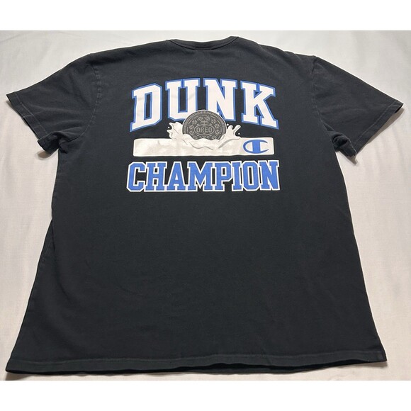 Oreo Champion T-Shirt Mens Large Black Dunk Champion Graphic Collab Oreos Shirt - Picture 1 of 12